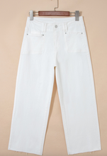 Load image into Gallery viewer, Pre-Order White Raw Hem Ankle-length Loose Jeans