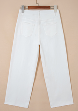 Load image into Gallery viewer, Pre-Order White Raw Hem Ankle-length Loose Jeans