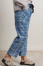 Load image into Gallery viewer, Pre-Order Sky Blue Plaid Denim Grommet Drawstring Waist Ankle-Length Jeans