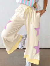 Load image into Gallery viewer, Pre-Order White Summer Color-Blocked Star Patchwork Pants