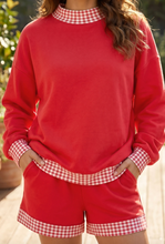 Load image into Gallery viewer, Pre-Order Red Gingham Trim Baggy Pullover 2pcs Short Set