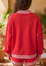 Load image into Gallery viewer, Pre-Order Red Gingham Trim Baggy Pullover 2pcs Short Set