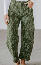 Load image into Gallery viewer, Pre-Order Green Paisley Print Harem Denim Pants