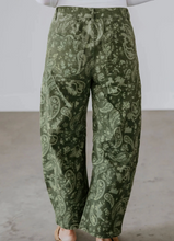 Load image into Gallery viewer, Pre-Order Green Paisley Print Harem Denim Pants