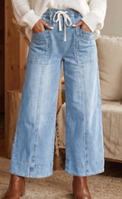 Load image into Gallery viewer, Pre-Order  Blue Drawstring Waist Wide Leg Ankle Length Jeans
