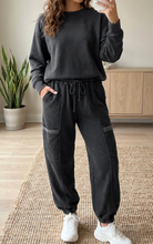 Load image into Gallery viewer, Pre-Order Carbon Grey Solid Colorblock Jogger Pants Set