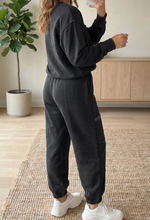 Load image into Gallery viewer, Pre-Order Carbon Grey Solid Colorblock Jogger Pants Set