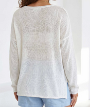 Load image into Gallery viewer, Pre-Order White V Neck Lightweight Knit BEACH SIDE Shift Tunic Sweater