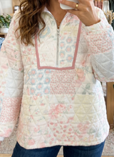 Load image into Gallery viewer, Pre-Order Multicolour Floral Quilted Metal Zipper Collar Long Sleeve Sweatshirt