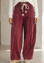 Load image into Gallery viewer, Pre-Order Racing Red Elastic Waist Drawstring Corduroy Casual Pants