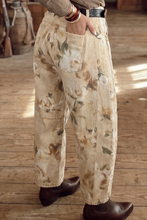 Load image into Gallery viewer, Pre-OrderKhaki Retro Floral Print Relaxed Barrel Jeans