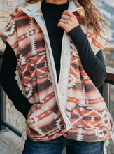 Load image into Gallery viewer, Pre-Order Multicolour Geometric Print Fleece Metal Button Placket Shift Silhouette Vest