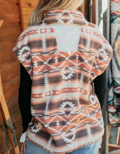Load image into Gallery viewer, Pre-Order Multicolour Geometric Print Fleece Metal Button Placket Shift Silhouette Vest