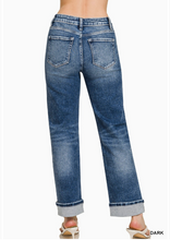 Load image into Gallery viewer, Pre-Order Dark Wash Cuffed Straight Denim Pants