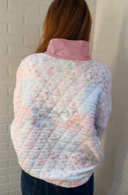 Load image into Gallery viewer, Pre-Order Pink Floral Quilted Half Button Pocketed Pullover Sweatshirt
