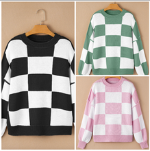 Load image into Gallery viewer, Pre-Order Checkered Bishop Sleeve Sweaters