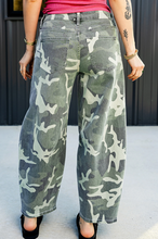 Load image into Gallery viewer, Pre-Order Green Camo Print Button Fly Straight Leg Ankle Length Jeans
