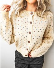 Load image into Gallery viewer, Pre-Order Beige Geometric Print Button Front Long Sleeve Regular Fit Cardigan