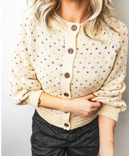 Load image into Gallery viewer, Pre-Order Beige Geometric Print Button Front Long Sleeve Regular Fit Cardigan
