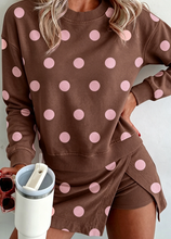 Load image into Gallery viewer, Pre-Order Polka Dot Two Piece Set Long Sleeve Casual Skirt Sets