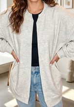 Load image into Gallery viewer, Pre-Order Light Grey Solid Color Zip Front Jacket Style Sweatshirt
