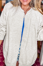 Load image into Gallery viewer, Pre-Order Light Grey Solid Color Zip Front Jacket Style Sweatshirt