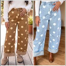 Load image into Gallery viewer, Pre-Order Polka Dot Ankle-Length Metal Button Casual Jeans