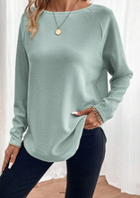Load image into Gallery viewer, Pre-Order Moonlight Jade Textured Raglan Sleeve Knit Loose Top