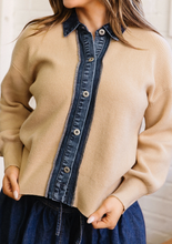 Load image into Gallery viewer, Pre-Order Parchment Drop Shoulder Placket Paneling Shirt Collar Long Sleeve Cardigan