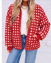 Load image into Gallery viewer, Pre-Order Fiery Red Plaid Zip-up Long Sleeve Jacket