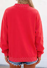 Load image into Gallery viewer, Pre-Order Red Polka Dot Game Day Graphic Pullover Mock Neck Sweatshirt