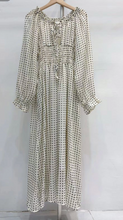 Load image into Gallery viewer, Pre-Order White Polka Dot Cinched Waist Long Sleeve Maxi Dress