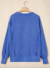 Load image into Gallery viewer, Pre-Order Sky Blue Mineral Wash Split Hem Loose Tunic Sweatshirt