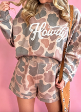Load image into Gallery viewer, Pre-Order Multicolour Howdy Camouflage High Neck Long Sleeve Top and Shorts Set