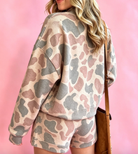 Load image into Gallery viewer, Pre-Order Multicolour Howdy Camouflage High Neck Long Sleeve Top and Shorts Set