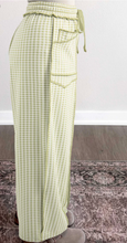 Load image into Gallery viewer, Pre-Order Green Plaid Contrast Trim Drawstring Elastic Waist Shift Pants
