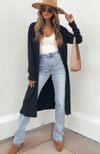 Load image into Gallery viewer, Pre-Order Dirty Blue Solid Color Long Sleeve Casual Tunic Shift Cardigan