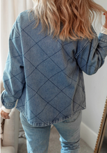 Load image into Gallery viewer, Pre-Order Stitched Pattern Button Pocketed Denim Jacket