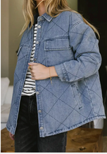 Load image into Gallery viewer, Pre-Order Stitched Pattern Button Pocketed Denim Jacket