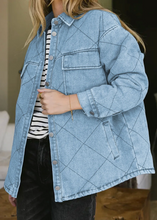 Load image into Gallery viewer, Pre-Order Stitched Pattern Button Pocketed Denim Jacket