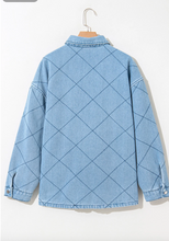Load image into Gallery viewer, Pre-Order Stitched Pattern Button Pocketed Denim Jacket