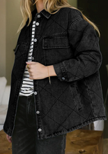 Load image into Gallery viewer, Pre-Order Stitched Pattern Button Pocketed Denim Jacket