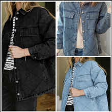 Load image into Gallery viewer, Pre-Order Stitched Pattern Button Pocketed Denim Jacket