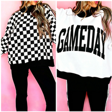 Load image into Gallery viewer, Pre-Order Checkered Print High Neck Baggy Sweatshirts