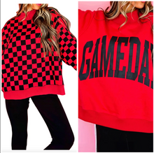 Load image into Gallery viewer, Pre-Order Checkered Print High Neck Baggy Sweatshirts