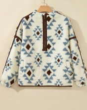 Load image into Gallery viewer, Pre-Order Beige Geometric Print Sherpa Western Style Long Sleeve Sweatshirt