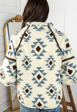 Load image into Gallery viewer, Pre-Order Beige Geometric Print Sherpa Western Style Long Sleeve Sweatshirt