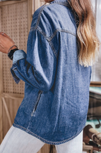 Load image into Gallery viewer, Pre-Order Western Patch Pockets Tunic Length Long Sleeve Denim Shirt