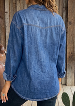 Load image into Gallery viewer, Pre-Order Western Patch Pockets Tunic Length Long Sleeve Denim Shirt