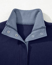 Load image into Gallery viewer, Pre-Order Blue Drop Shoulder Metal Button Casual Pullover Sweatshirt